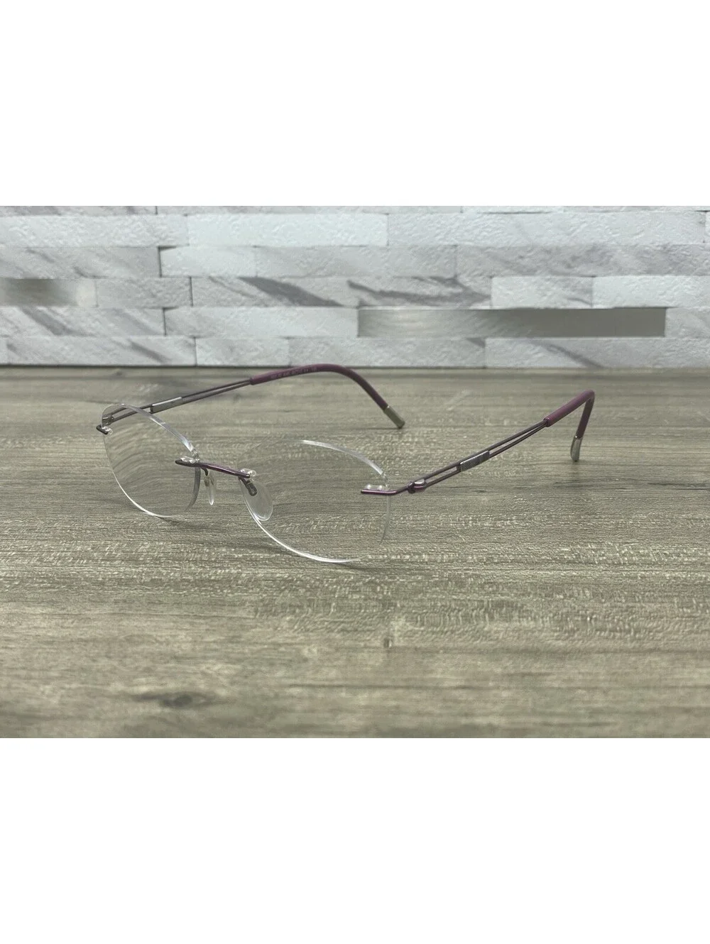 SILHOUETTE 5521 FE 4040 Purple Oval Rimless Eyeglasses 48[]17-135 FRAMES ONLY
